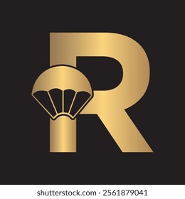 Initial Parashot Logo combine with letter R vector template