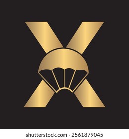 Initial Parashot Logo combine with letter X vector template