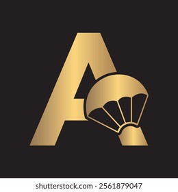 Initial Parashot Logo combine with letter A vector template