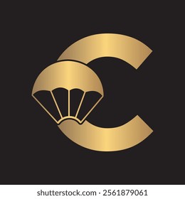 Initial Parashot Logo combine with letter C vector template
