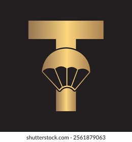 Initial Parashot Logo combine with letter T vector template
