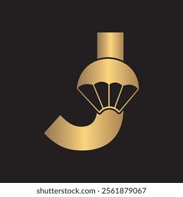 Initial Parashot Logo combine with letter J vector template