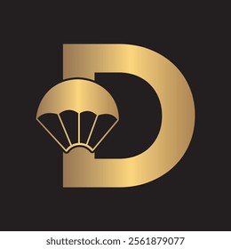 Initial Parashot Logo combine with letter D vector template