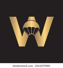 Initial Parashot Logo combine with letter W vector template