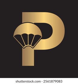 Initial Parashot Logo combine with letter P vector template