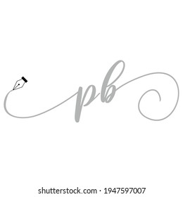 Logo inicial de PB manuscrito ilustración comercial moda simple