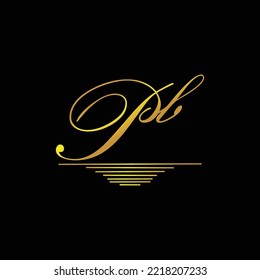 Marca inicial del logotipo de PB elemento oro elegante
