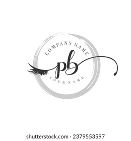 Initial PB monogram eye and eyelash handwriting