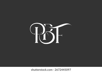 Diseño inicial del logotipo de la letra PBF. Diseño elegante del logotipo del monograma con los Elementos decorativos y la tipografía