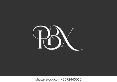 Diseño inicial del logotipo de la letra PBX. Diseño elegante del logotipo del monograma con los Elementos decorativos y la tipografía
