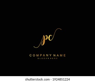Initial PC beauty monogram and elegant logo design, handwriting logo of initial signature, wedding, fashion, floral and botanical with creative template.
