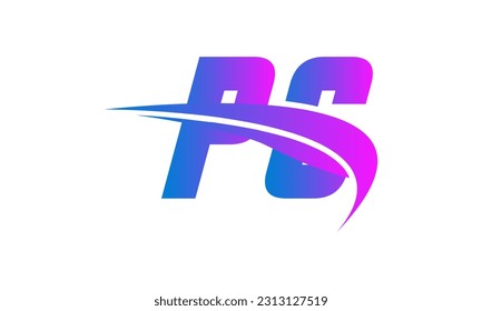 Initial PC letter Logo With Swoosh Design Graphic Vector Template for Business and Company Identity.