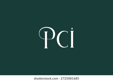 Diseño inicial del logotipo de la carta creativa PCI. Diseño elegante del logotipo del monograma con los Elementos decorativos y la tipografía