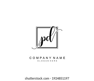 Initial PD beauty monogram and elegant logo design, handwriting logo of initial signature, wedding, fashion, floral and botanical with creative template.