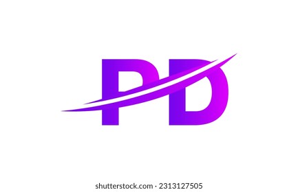 Initial PD letter Logo With Swoosh Design Graphic Vector Template for Business and Company Identity.