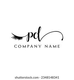 Erstmaliges Logo des PD Logos Wimpern, Vektorgrafik moderner Symbole