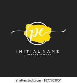 Initial PE beauty monogram and elegant logo design, handwriting logo of initial signature, wedding, fashion, floral and botanical with creative template.