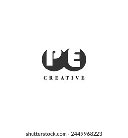 Initial PE company creative label trendy idea brand