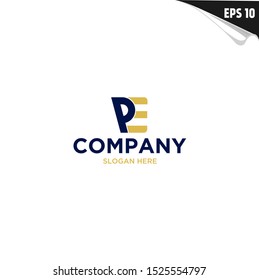 Initial PE Logo monogram design template. Simple elegant shape style modern logo.