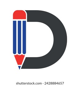 Initial Pencil Logo combine with letter D vector template