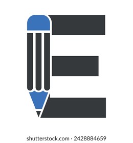 Initial Pencil Logo combine with letter E vector template