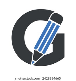 Initial Pencil Logo combine with letter G vector template