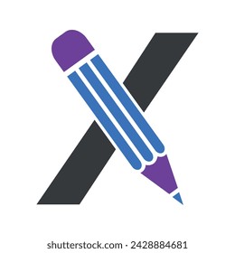 Initial Pencil Logo combine with letter X vector template