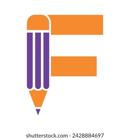 Initial Pencil Logo combine with letter F vector template