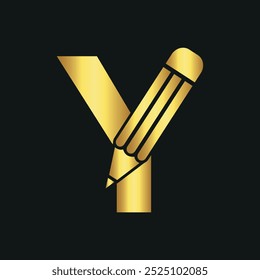 Initial Pencil Logo combine with letter Y vector template