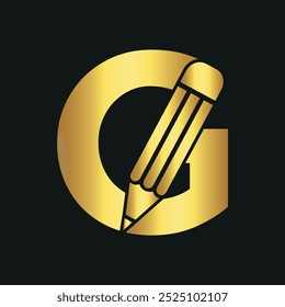 Initial Pencil Logo combine with letter G vector template