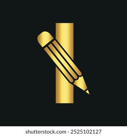 Initial Pencil Logo combine with letter I vector template