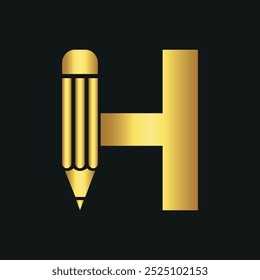 Initial Pencil Logo combine with letter H vector template