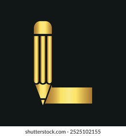 Initial Pencil Logo combine with letter L vector template