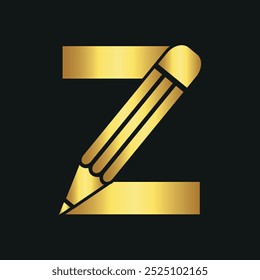 Logo del lápiz inicial combinado con la letra Z Plantilla de Vector
