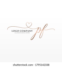 Initial PF beauty monogram and elegant logo design, handwriting logo of initial signature, wedding, fashion, floral and botanical with creative template.