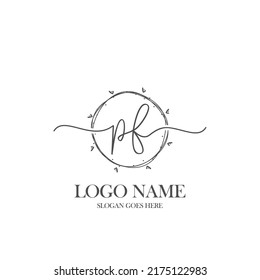 Initial PF beauty monogram and elegant logo design, handwriting logo of initial signature, wedding, fashion, floral and botanical with creative template.