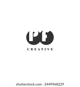 Initial PF company creative label trendy idea brand