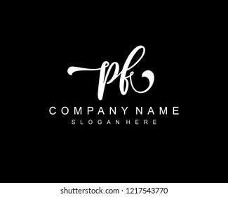 Initial PF handwriting logo vector