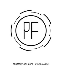 Initial PF Letter Logo with Circular Design and Round Frame Vector Illustration