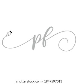 Initial PF logo handwriting business illustration fashion simple