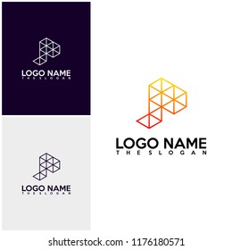 Initial PF logo vector, P logo template, Colorful logo