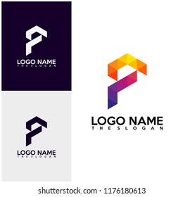 Initial PF logo vector, P logo template, Colorful logo