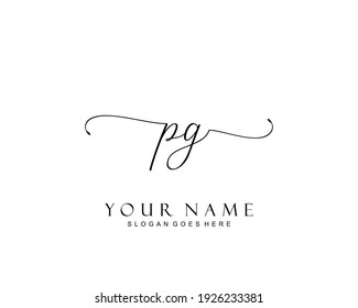 Initial PG beauty monogram and elegant logo design, handwriting logo of initial signature, wedding, fashion, floral and botanical with creative template.
