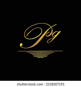 Firma inicial del logotipo PG - elemento dorado elegante