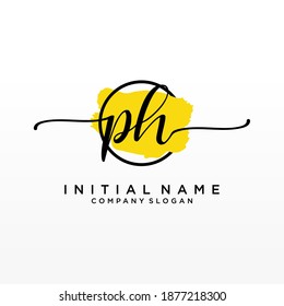 Monograma inicial de belleza PH y diseño elegante de logotipo, logotipo de escritura a mano de firma inicial, boda, moda, floral y botánica con plantilla creativa.