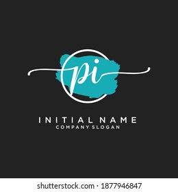 Initial PI beauty monogram and elegant logo design, handwriting logo of initial signature, wedding, fashion, floral and botanical with creative template.