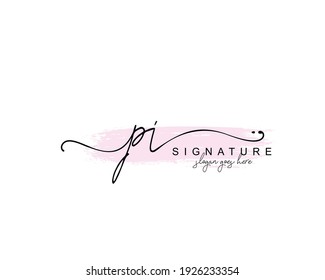 Initial PI beauty monogram and elegant logo design, handwriting logo of initial signature, wedding, fashion, floral and botanical with creative template.