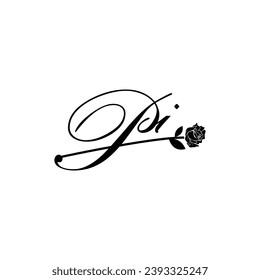 Initial PI handwriting flower typography ornament modern