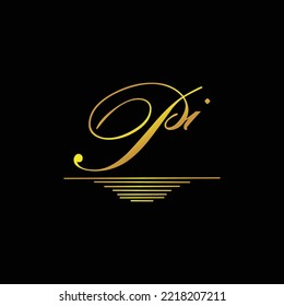 Initial PI logo signature elegant gold element