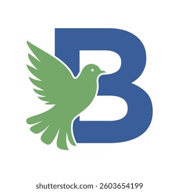 Initial Pigeon Logo combine with letter B vector template	